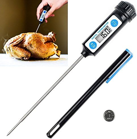 All Roll Instant Read Meat Thermometer Digital Cooking Thermometer with Instant Read, Long Probe, LCD Screen, Anti-Corrosion, Best for Food, Meat, Grill, BBQ, Milk, and Bath Water