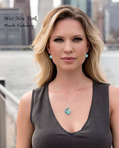[Presented by Miss New York] Leafael "Ocean Bubble" Made with Swarovski Crystals Multi-stone Green & Opal Color Pendant Necklace Earrings Jewelry Set, Silver-tone, 18 + 2", Nickel/Lead Free, Gift Box - Thumbnail 3
