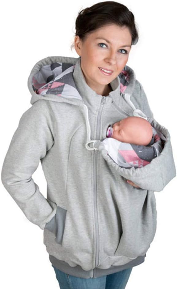 Femmes Hommes De Maternite Coton Hoodie Tyue Veste A Capuche Kangourou Manteau Double Epais Reel Porte Bebe Porteur Pull Top Kangourou Outwear Veste A Capuche Zipper Femme Vetements Grossesse Et Maternite Dwteam In