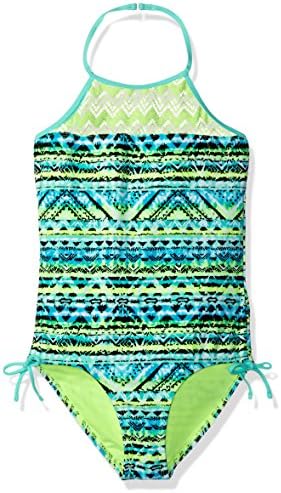 Angel Beach Big Girls' Swim Aztec Zig Zag One Piece Swimsuit, Multi, 14
