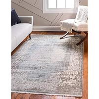 Unique Loom New Classical Collection Traditional Distressed Vintage Classic Light Blue Area Rug (5