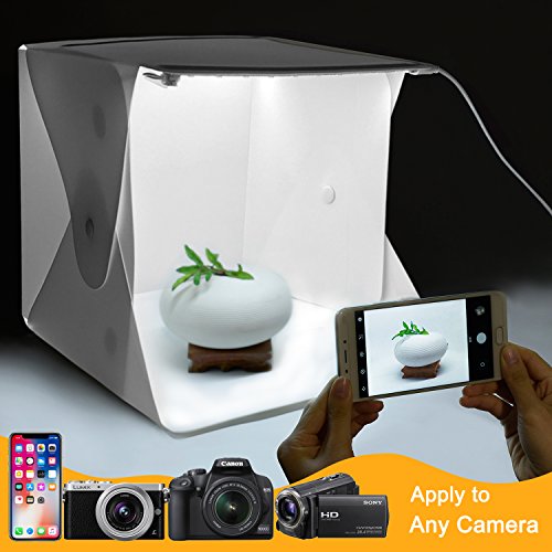 Portable Photo Studio, Elegant Choise 9.8" x 9.3" x 8.7" Adjustable Brightness Photography Studio Box Shooting Tent Mini Folding Table Top LED Light Box Kit with 6 Color Background