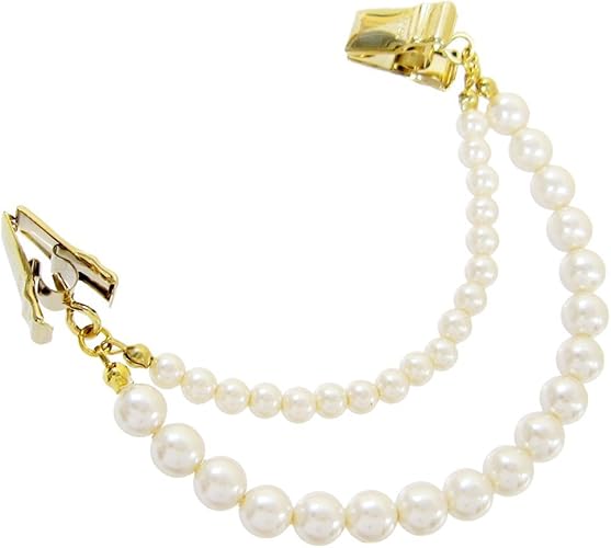 Amazon アクセサリーショップピエナ ストールクリップ ストール留め チェーン パール 真珠 2連 ジャケットのストッパー パール ネックレス 通販