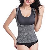 LYTOPTOP Womens Neoprene Sweat Sauna Vest Slimming Hot Body Shaper for Weight Loss, Belly Fat Burner Waist Trainer Thermo Cincher Corset Cami Hot Tank Top Suits Shaperwear Tummy Shirt Grey