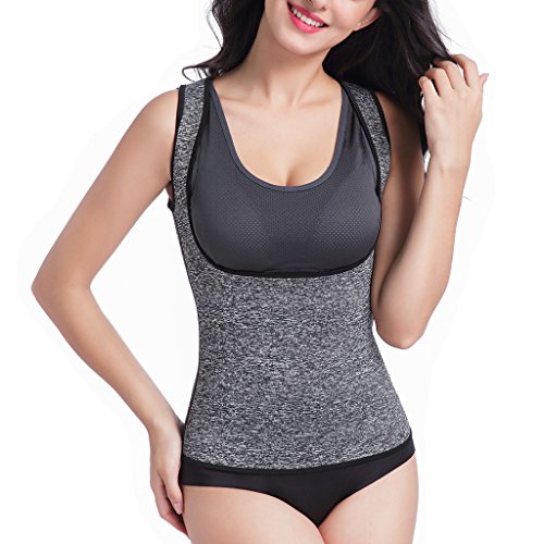 LYTOPTOP Womens Neoprene Sweat Sauna Vest Slimming Hot Body Shaper for Weight Loss, Belly Fat Burner Waist Trainer Thermo Cincher Corset Cami Hot Tank Top Suits Shaperwear Tummy Shirt Grey