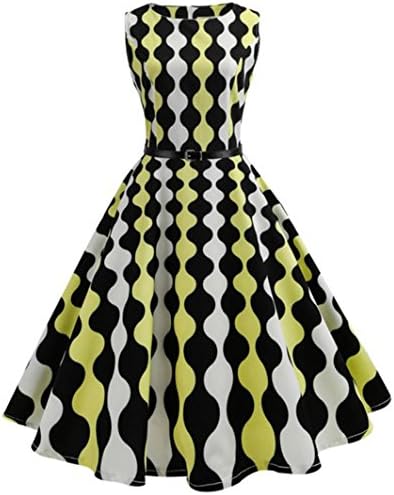 WOCACHI Women Dress Vintage Sleeveless Retro Evening Party Prom Dresses
