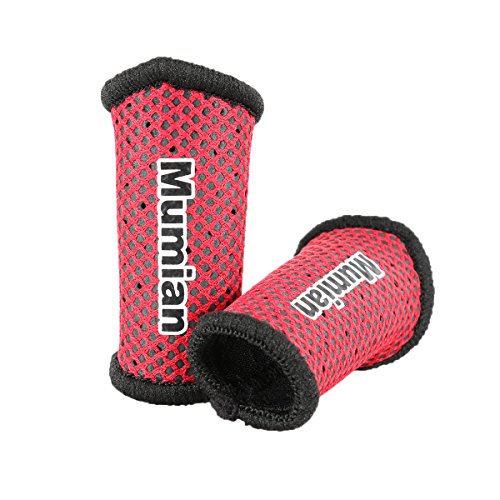 Sports Elastic Finger Sleeves Support Thumb Brace Protector Breathable Elastic Finger Tape for Basketball, Tennis,Baseball, Cycling, Volleyball, Badminton, Boating A71 (Red, Medium)