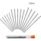 AIEX Big Eye Hand Sewing Needle, 3 Sizes Large Eye Stitching Needles with a Clear Storage Tube (5 Per Size)