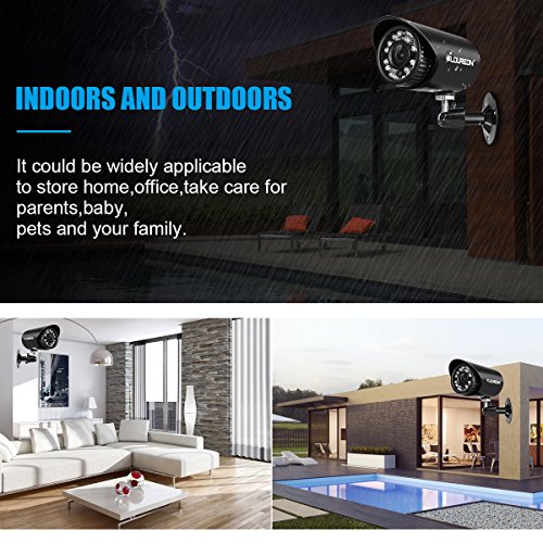 FLOUREON 8 CH House Camera System DVR 1080N AHD + 4 Outdoor/Indoor Bullet Home Security Cameras 1500TVL 720P 1.0MP AHD Resolution Night Version for House/Apartment/Office