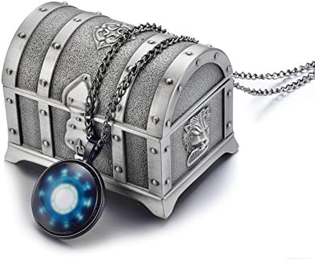 LOOMEN Marvel Superhero Key Chains and More Collection (US Seller) (Arc Reactor Necklace Black w/ Treasure Box)