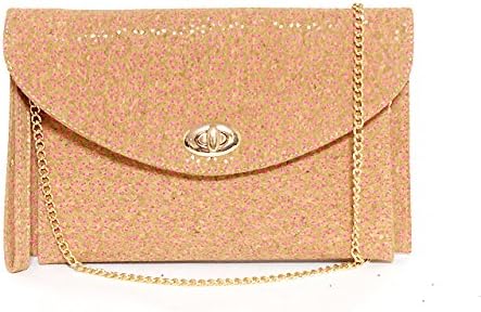 Amazon ストリートレベル Street Level コルク調 クラッチバッグ 斜めがけショルダー ストラップ付き 4011 Flower ナチュラル ピンク クラッチバッグ