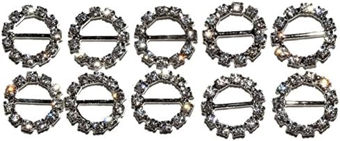 The Buckle Boutique 10 Piece Round or Circle 10mm 6" Small Rhinestone Ribbon Slide Buckle