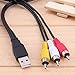 FBApayipa 1.5m USB 2.0 Male to 3 RCA Male Video AV A/V Converter Audio Capture Card Adapter Cable for HDTV TV Television Wire Cord