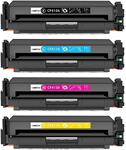 CSSTAR 4-Pack Compatible Toner Cartridge Replacement for HP 410A CF410A CF411A CF412A CF413A Work with Color LaserJet Pro MFP M477fdn M477fdw M477fnw M452dn M452nw M452dw M377dw Printer, KCYM