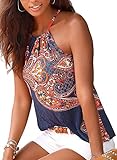 BLENCOT Women's Summer Sleeveless Spaghetti Strap Halter Floral Printed Cami Tank Tops