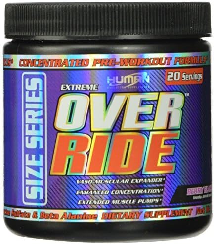 Human Evolution Supplements Extreme Over Ride, Ultra Concentrated Pre Workout Formula and Muscle Builder, Berry Blast, 20 Servings by Human Evolution Supplements