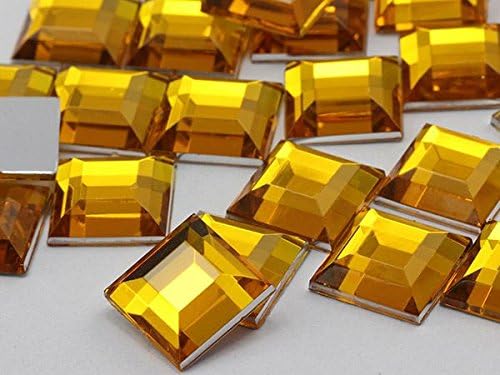 5mm Gold Topaz H107 Flat Back Square Acrylic Gemstones High Quality Pro Grade - 100 Pieces