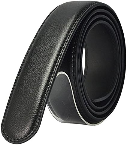 Men's Leather Ratchet Belt Multiple Colour Without Buckle (Suitable for 20"-52" waist, Black-01)