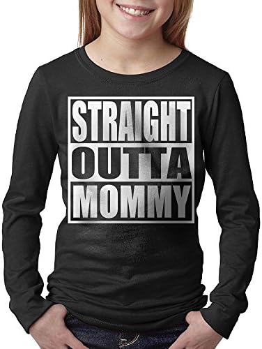 YangQ Straight Outta Mommy Unisex Youth Teenager Long Sleeve Tee Black L