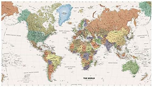 リビングルームレトロ世界地図壁英語特大オフィス旅行フットプリントフレームレス装飾壁画