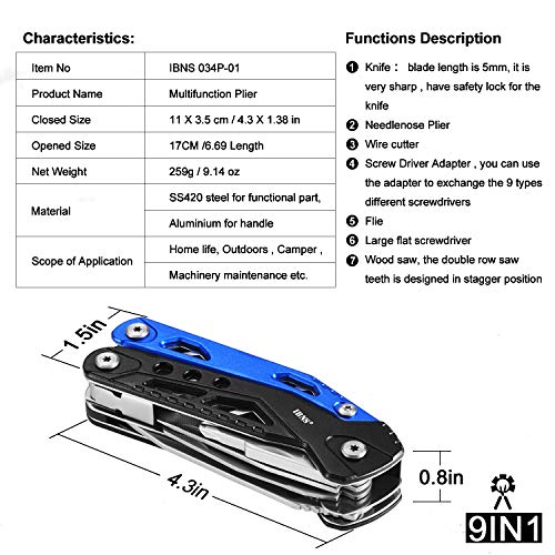 image for IBNS 034P-01 multifunction tool with pliers, wire stripping scissors, 