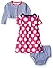 Gerber Baby Three-Piece Cardigan, Dress and Diaper Cover Set, Dots, 6-9 Months