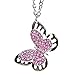 Red Hound Auto Silver Bling Butterfly Mirror Car Charm Hanger Ornament Pink Rhinestones with Chain