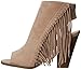 Rampage Women's Lauryn Fringe Peep Toe Open Back Heeled Ankle Boho Bootie, Natural , 6.5 M US