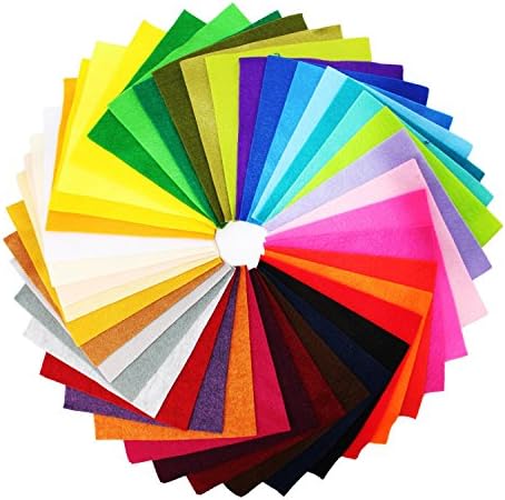 Soraco 42Pcs DIY Polyester Felt Nonwoven Fabric Sheet for Craft Work Type A Super Soft Squares, About 1.5mm Thick 6 x 6 inches