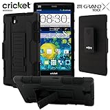 ZTE Grand X Max Case / ZTE Grand X Max+ Case, CellJoy [Full Body Armor] {Black} ZTE Grand X Max Z787 / Z987 **ShockProof** Protection Hybrid Case **Kickstand** [Locking Swivel Belt Clip Holster Combo]