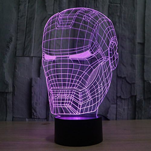 New grams 3D Atmosphere lamp 7 Color Changing Visual illusion LED Decor Lamp Iron Man Head Home Table Decoration for Child Gift