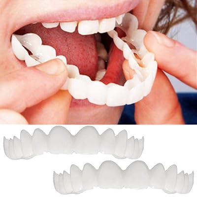 Quelife 2Pcs Comfort Fit Flex Cosmetic Teeth Denture Teeth Top Cosmetic