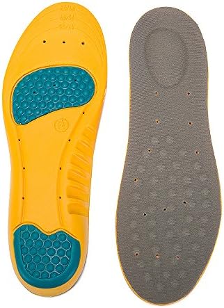 DOGDAN Memory Foam Orthopedic Silica Gel Shoe Insole, Sport Running Athletic Basketball Shoe Insoles Pads Inserts Pain Relief, Sports Insoles, Unisex Shoes。 (8-14 US, Yellow/Grey)