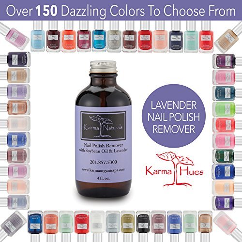 Karma Organic Natural nail polish remover Soybean Lavender Oil Based Formula non toxic vegan cruelty free moisturize and Nourish Nails 4 fl. oz.