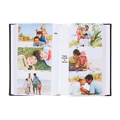DesignOvation Debossed Black Faux Leather Photo Album, Holds 300 4x6 Photos, Set of 4