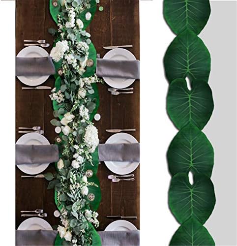 tianyg Artificial Palm Leaves Table Runner,11.4x14.96inch,Wedding Hawaiian Luau Theme Party Supplies Table Decoration Summer Party (XL(12pcs))