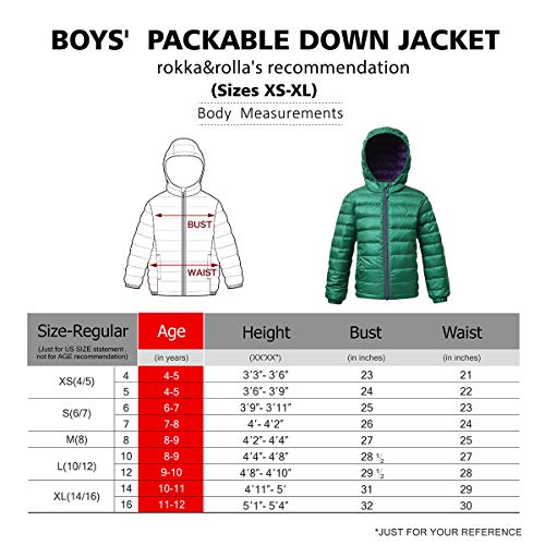 Rokka&Rolla Boys' Ultra Lightweight Packable Down Puffer Jacket Coat