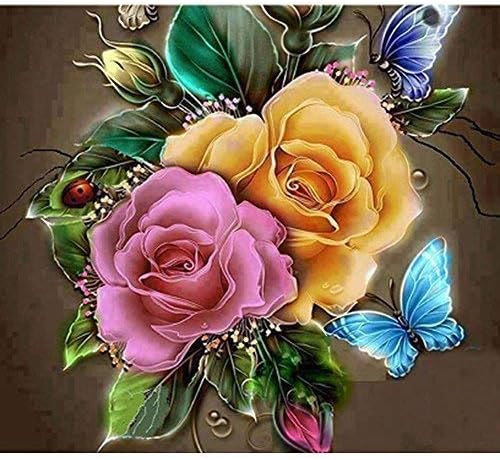 Whitelotous Charming Flowers Full Drill 5D Diamond Painting Kit Rhinestone Embroidery Wall Picture Home Decor 12 x 12 Inch