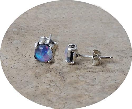AshpreysGenuine Black Opal (October Birthstone) 5mm stud earrings in Sterling Silver.