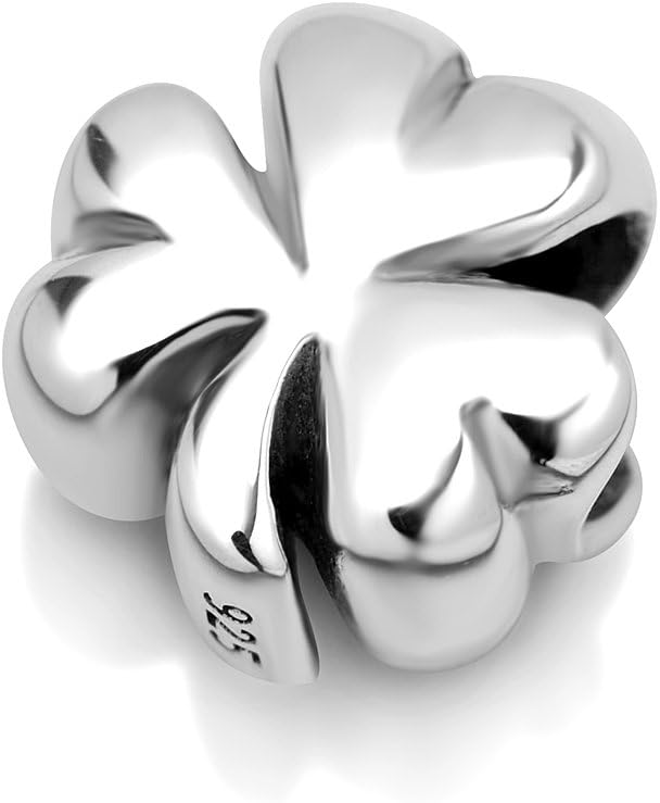925 Sterling Silver Shamrock Clover Leaf Bead Charm Fits Pandora Bracelet