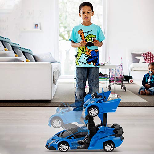 FIGROL Transform Car Robot, Robot Deformation Car Model Toy for Children, Transforming Robot Remote Control Car with One Button Transformation,360 Speed Drifting 1:18 Scale - Thumbnail 3