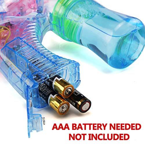 MAPIXO Light Up Bubble Gun 4 Pack with 8 Bubble Solution(No Noise), Prefect LED Bubble Blaster Shooter Blower Machine Set for Ideal Theme Party Favors, Outdoor Summer Game for Kid Child boy and Girl - Thumbnail 4