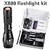 Relybo Tactical Rechargeable Flashlight Kit 1200 lumens, X800 CREE L2 LED Portable Military Emergency torch light, Zoomable Handheld waterproof flashlight set,5 Modes