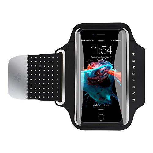 Water Resistant Cell Phone Armband for iPhone8 Plus, 7 Plus, 6, Samsung Galaxy Note 8, S8, Google Pixel, 5-6 Inch Reflective Running Workout Exercise Arm Phone Holder, Key/Card Holder + Free Extender