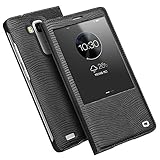 QIALINO Leather Case for Huawei Ascend Mate 7, Slim Flip Cover Case, with Smart View Winodw and Sleep Wake Function for Huawei Mate7 (Black)