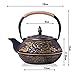 JUEQI 900 ML Old Dutch Cast Iron Teapot, Enamel Craft Japanese Cast Iron Tea Kettle with Stainless Steel Infuser Strainer, Enamel-Coated Interior Peony Pattern