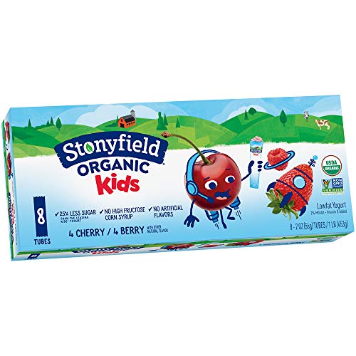 Stonyfield Organic, YoKids Cherry and Berry Low Fat Yogurt Squeezers, 2 oz, 8 Count