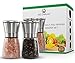 SKEMIX Salt and Pepper Grinder Set - These Glass Stainless Steel Mill/Shaker Grinders Are Perfect For Grinding Pink Himalayan Celtic Sea Salt n Black Pepper or Any Combined Kosher Combo of Spices