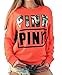 Huiyuzhi Women's Mix Color Long Sleeves Pullover Letters Printed Sweatshirt (M, Orange)