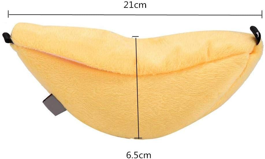 qiangXINGYai 1 Pack Hamster Hanging House Hammock Banana Design Small Animals Cotton Cage Sleeping Nest Suitable for Small Pet Bed Small Hamster Toys Cage Swing (Yellow) - Image 3